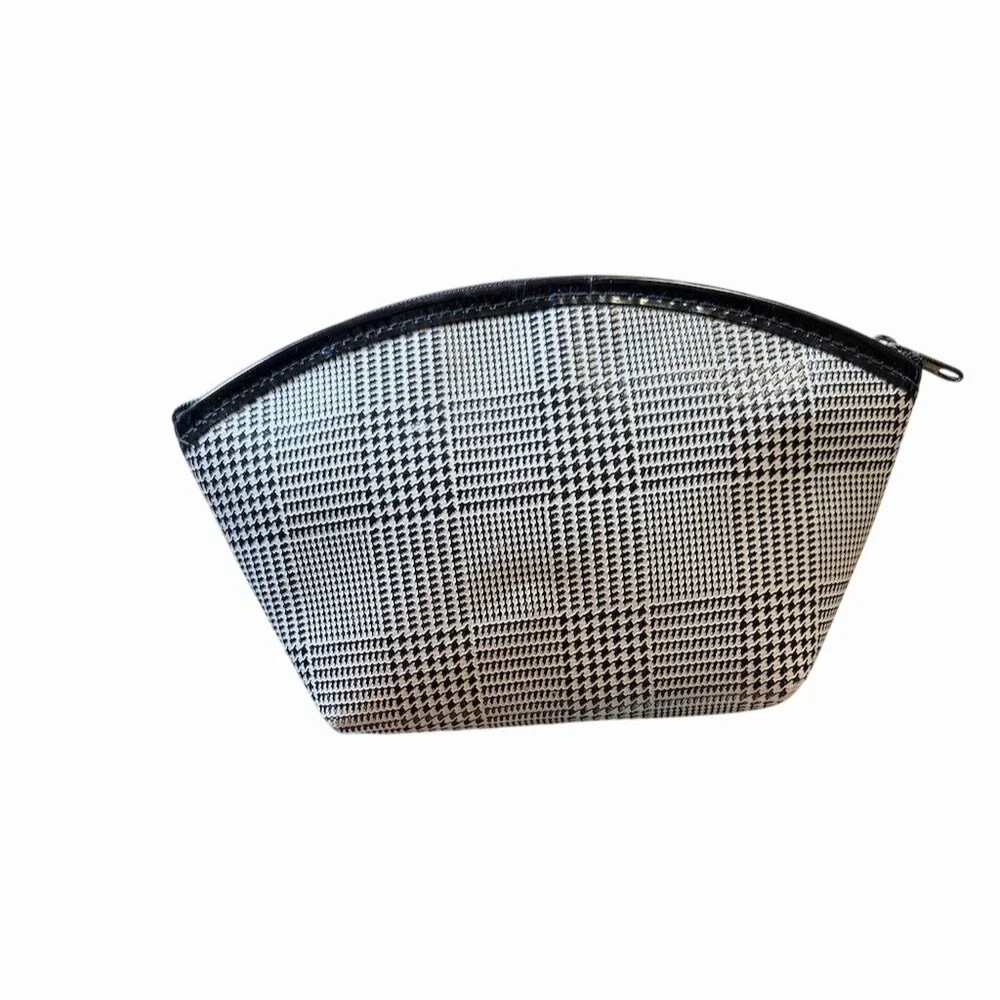 Gloria Vanderbilt Makeup Bag Black And White Houndstooth Zip Pouch